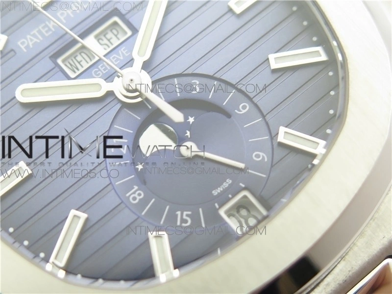 NAUTILUS 5726 1A-014 SS GRF 1:1 BEST EDITION BLUE DIAL WORKING ANNUAL CALENDARON SS BRACELET A.324