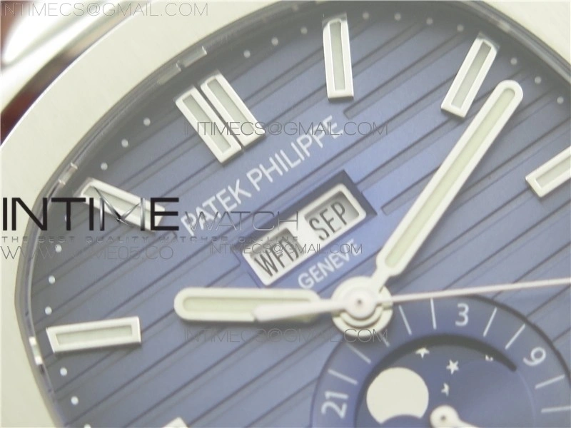NAUTILUS 5726 1A-014 SS GRF 1:1 BEST EDITION BLUE DIAL WORKING ANNUAL CALENDARON SS BRACELET A.324