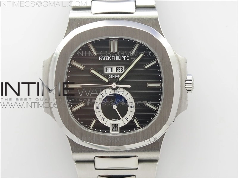 NAUTILUS 5726 1A-014 SS GRF 1:1 BEST EDITION GRAY DIAL WORKING ANNUAL CALENDARON SS BRACELET A.324