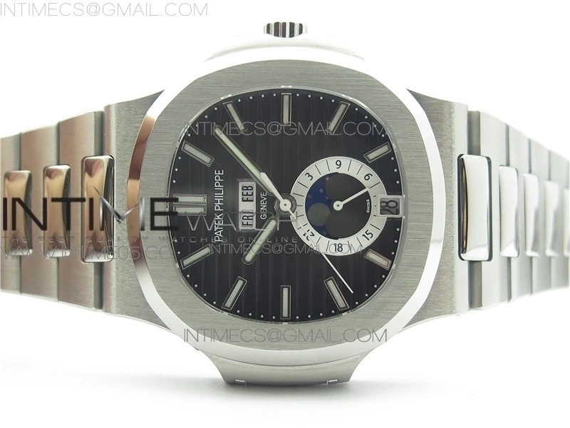 NAUTILUS 5726 1A-014 SS GRF 1:1 BEST EDITION GRAY DIAL WORKING ANNUAL CALENDARON SS BRACELET A.324