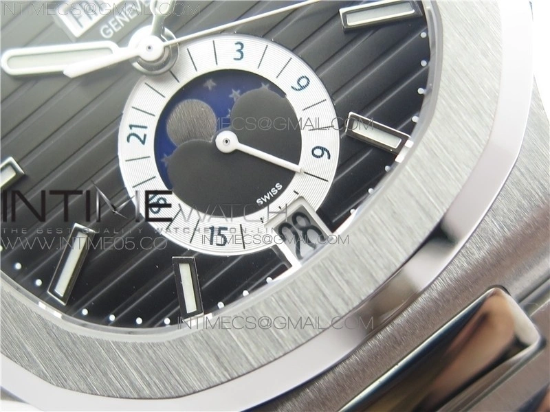 NAUTILUS 5726 1A-014 SS GRF 1:1 BEST EDITION GRAY DIAL WORKING ANNUAL CALENDARON SS BRACELET A.324