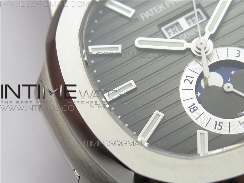 NAUTILUS 5726 1A-014 SS GRF 1:1 BEST EDITION GRAY DIAL WORKING ANNUAL CALENDARON SS BRACELET A.324