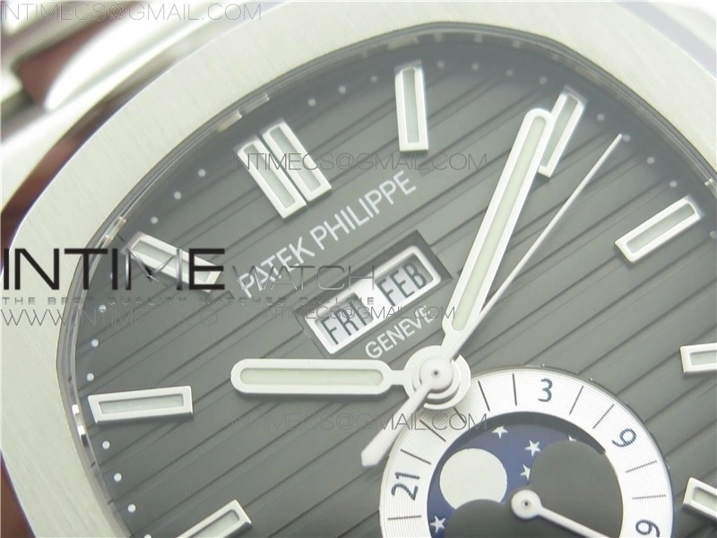NAUTILUS 5726 1A-014 SS GRF 1:1 BEST EDITION GRAY DIAL WORKING ANNUAL CALENDARON SS BRACELET A.324