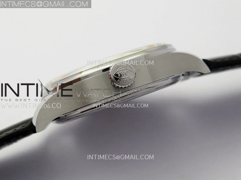 Portuguese Real PR IW501701 SS APSF 1:1 Best Edition Cream Dial RG Marker On Black Leather Strap A52010