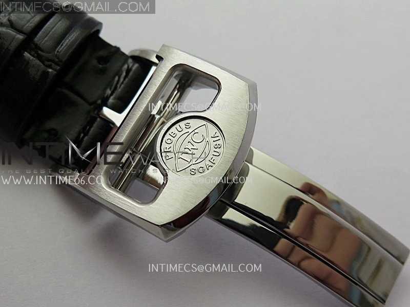 Portuguese Real PR IW501701 SS APSF 1:1 Best Edition Cream Dial RG Marker On Black Leather Strap A52010