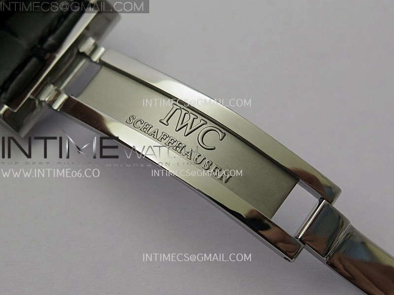 Portuguese Real PR IW501701 SS APSF 1:1 Best Edition Cream Dial RG Marker On Black Leather Strap A52010