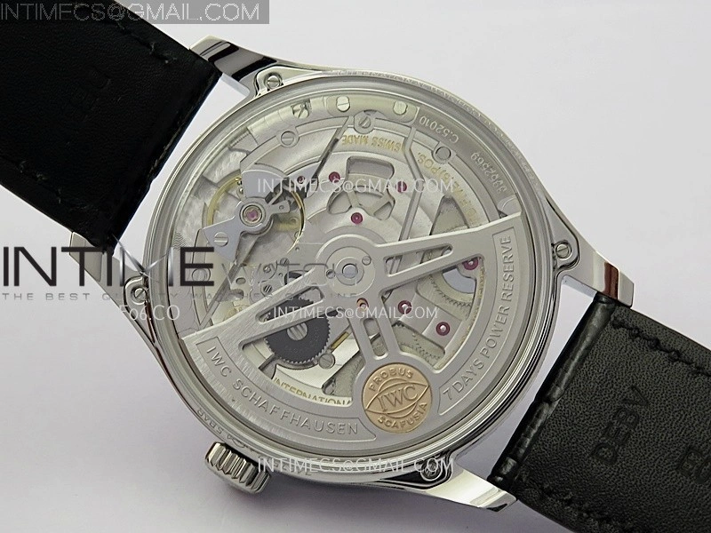 Portuguese Real PR IW501701 SS APSF 1:1 Best Edition Cream Dial RG Marker On Black Leather Strap A52010