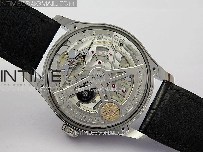 Portuguese Real PR IW501701 SS APSF 1:1 Best Edition Cream Dial RG Marker On Black Leather Strap A52010
