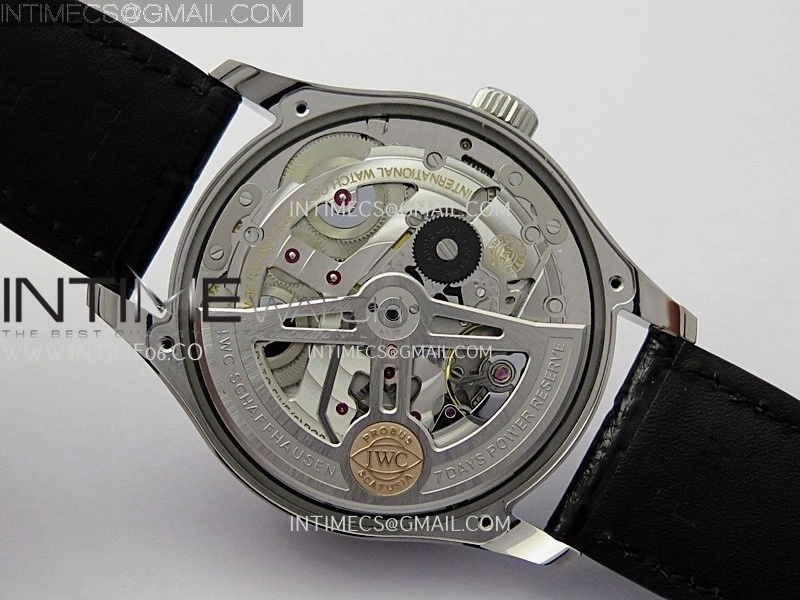 Portuguese Real PR IW501701 SS APSF 1:1 Best Edition Cream Dial RG Marker On Black Leather Strap A52010
