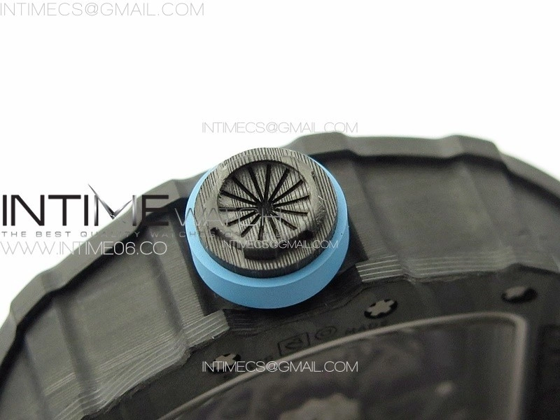 RM035-02 Forged Carbon Case KUF Best Edition Blue Crown on Blue Nylon Strap MIYOTA8215