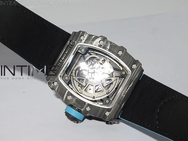 RM035-02 Forged Carbon Case KUF Best Edition Blue Crown on Blue Nylon Strap MIYOTA8215