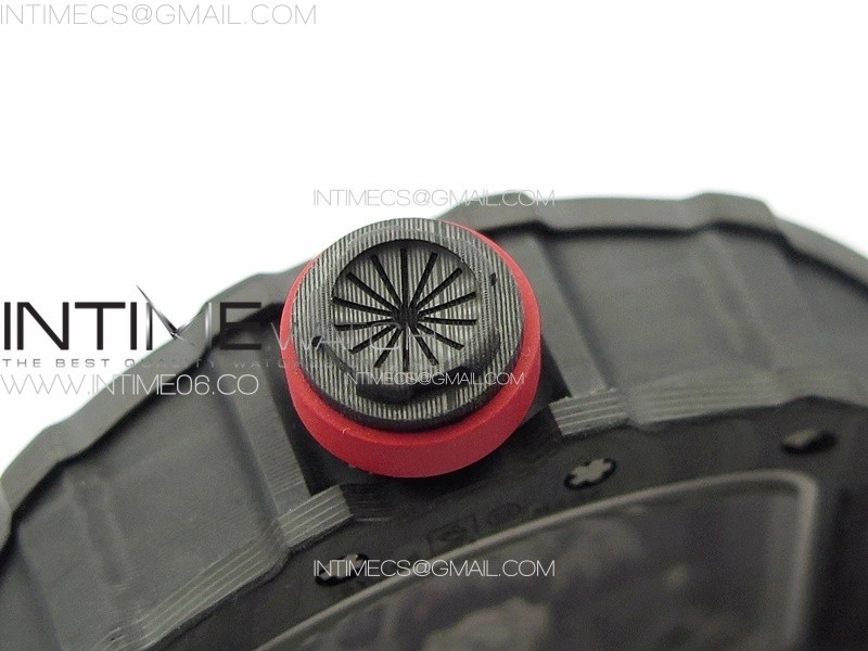 RM035-02 Forged Carbon Case KUF Best Edition Red Crown on Gray Rubber Strap MIYOTA8215