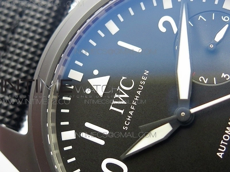Big Pilot Real PR IW502001 Real Ceramic AZF 1:1 Best Edition Black Dial on Black Calfskin Strap A51111