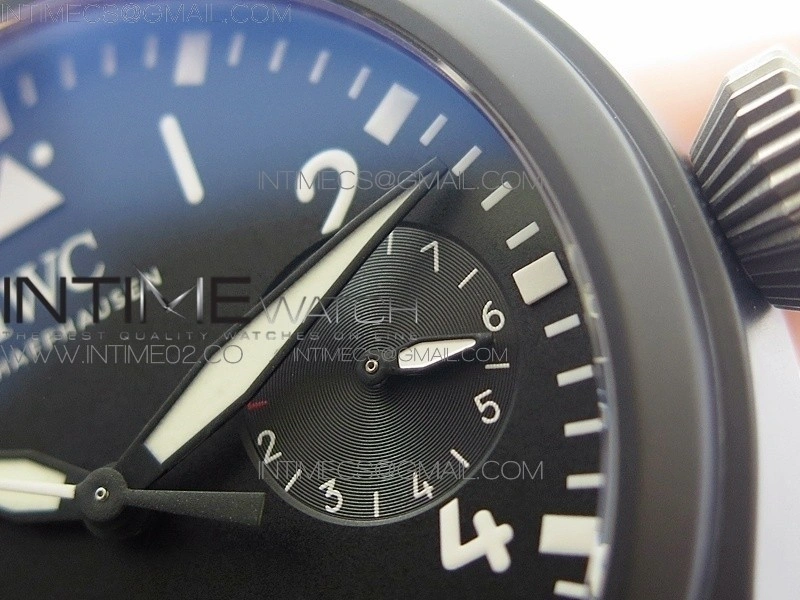 Big Pilot Real PR IW502001 Real Ceramic AZF 1:1 Best Edition Black Dial on Black Calfskin Strap A51111