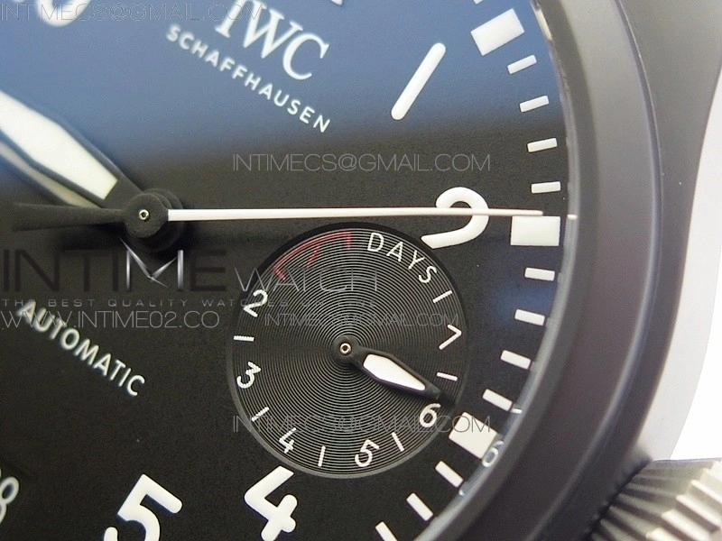 Big Pilot Real PR IW502001 Real Ceramic AZF 1:1 Best Edition Black Dial on Black Calfskin Strap A51111