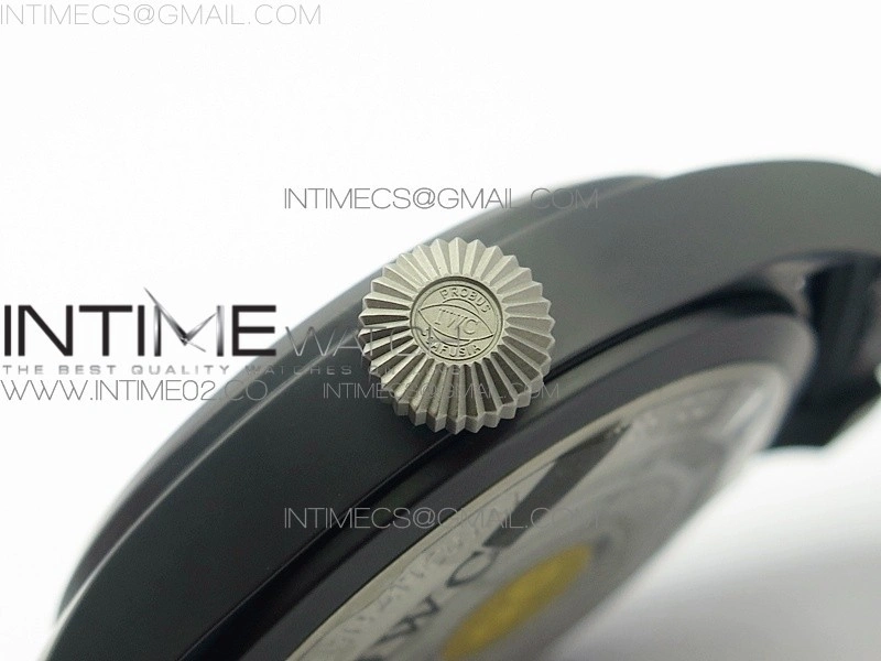 Big Pilot Real PR IW502001 Real Ceramic AZF 1:1 Best Edition Black Dial on Black Calfskin Strap A51111