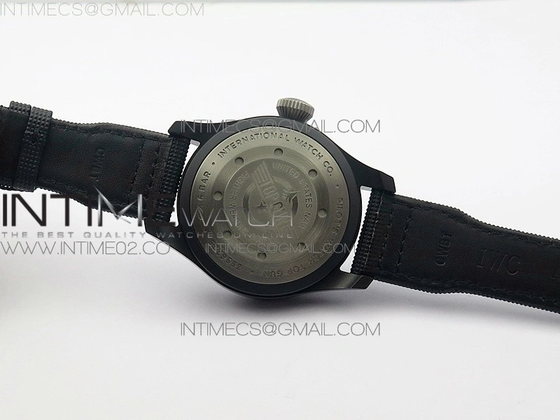 Big Pilot Real PR IW502001 Real Ceramic AZF 1:1 Best Edition Black Dial on Black Calfskin Strap A51111