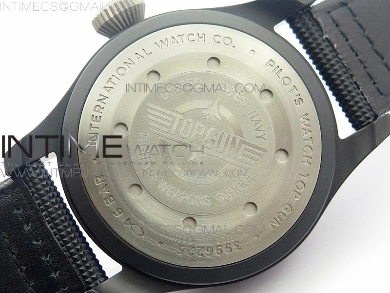 Big Pilot Real PR IW502001 Real Ceramic AZF 1:1 Best Edition Black Dial on Black Calfskin Strap A51111