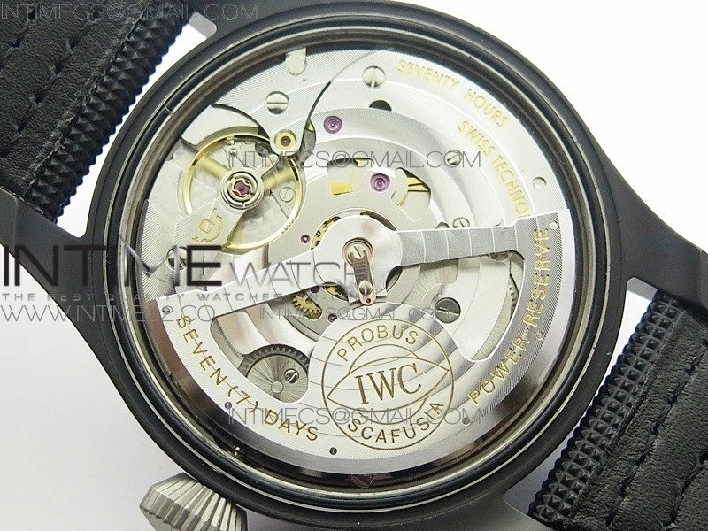 Big Pilot Real PR IW502001 Real Ceramic AZF 1:1 Best Edition Black Dial on Black Calfskin Strap A51111