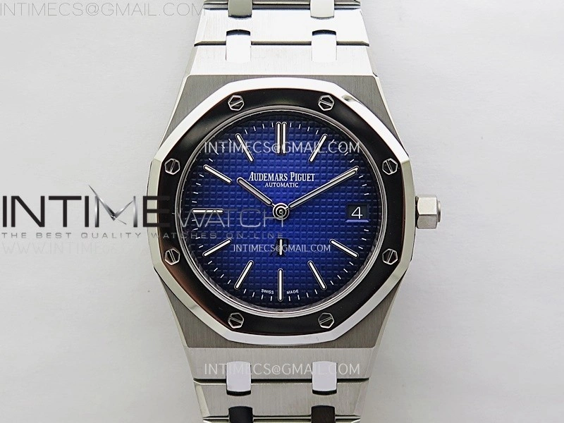 Royal Oak 15202IP 39mm Titanium ZF 1:1 Best Edition Blue Textured Dial on SS Bracelet A2121 V2