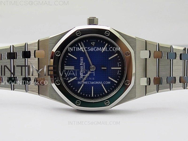 Royal Oak 15202IP 39mm Titanium ZF 1:1 Best Edition Blue Textured Dial on SS Bracelet A2121 V2