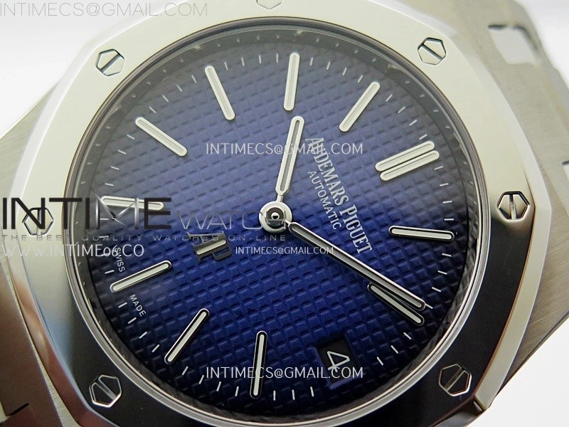 Royal Oak 15202IP 39mm Titanium ZF 1:1 Best Edition Blue Textured Dial on SS Bracelet A2121 V2