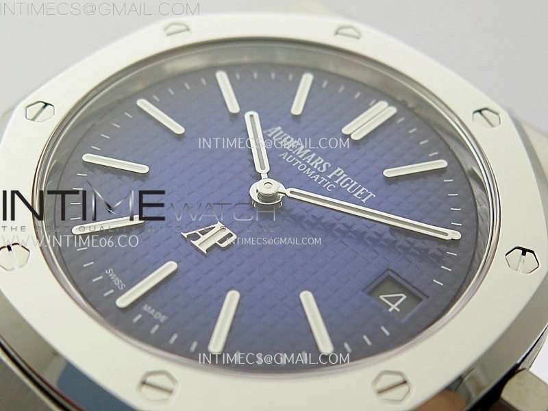Royal Oak 15202IP 39mm Titanium ZF 1:1 Best Edition Blue Textured Dial on SS Bracelet A2121 V2