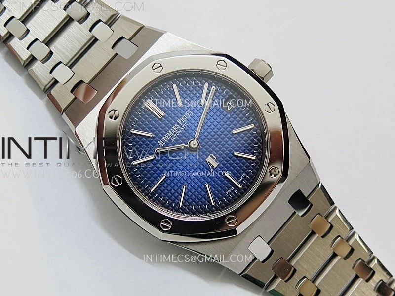 Royal Oak 15202IP 39mm Titanium ZF 1:1 Best Edition Blue Textured Dial on SS Bracelet A2121 V2