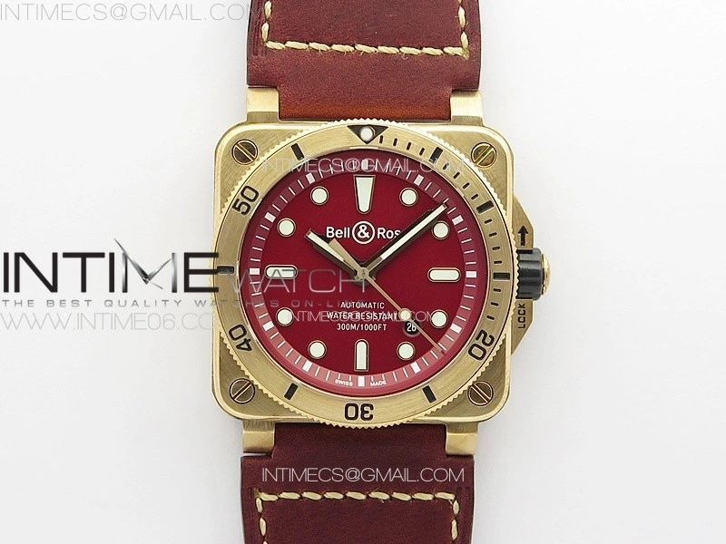 BR 03-92 Diver Bronze B12 1:1 Best Edition Red Dial on Red Leather Strap MIYOTA 9015