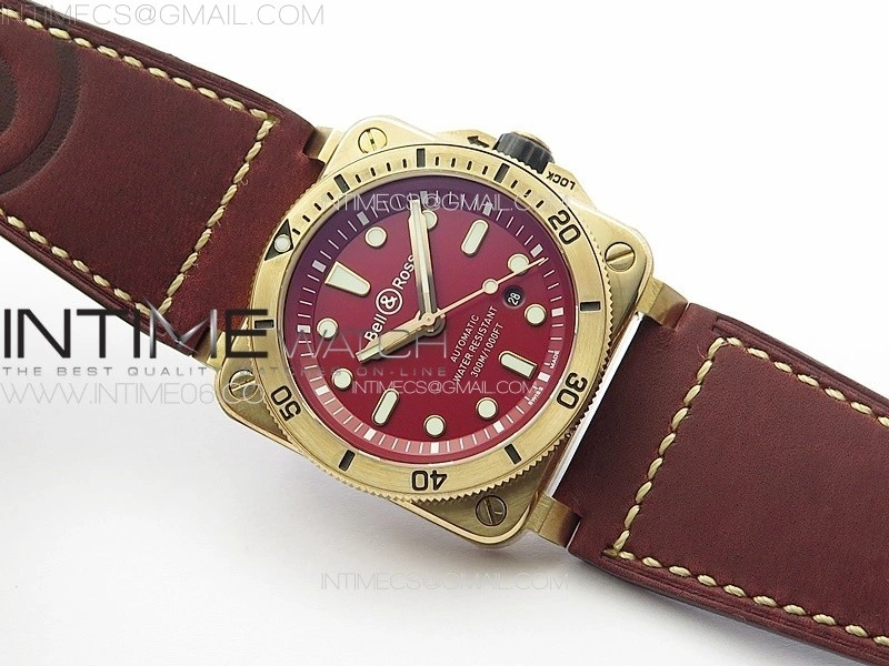 BR 03-92 Diver Bronze B12 1:1 Best Edition Red Dial on Red Leather Strap MIYOTA 9015