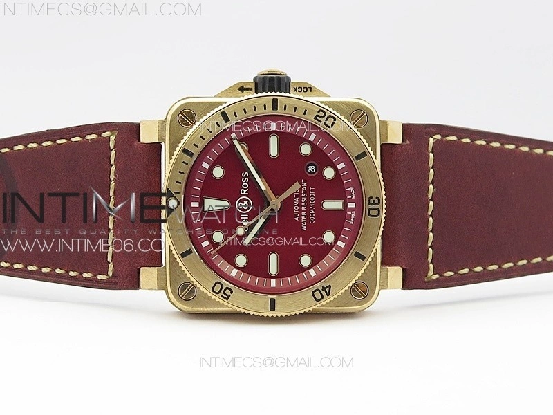 BR 03-92 Diver Bronze B12 1:1 Best Edition Red Dial on Red Leather Strap MIYOTA 9015