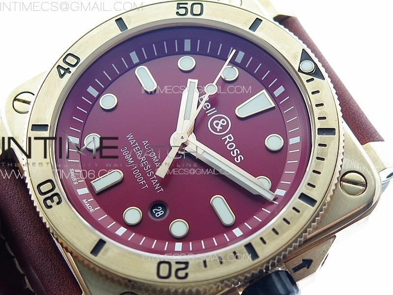 BR 03-92 Diver Bronze B12 1:1 Best Edition Red Dial on Red Leather Strap MIYOTA 9015