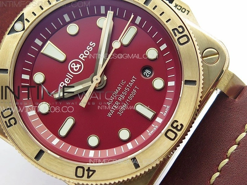 BR 03-92 Diver Bronze B12 1:1 Best Edition Red Dial on Red Leather Strap MIYOTA 9015