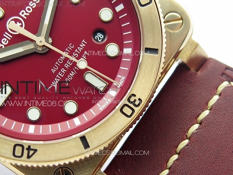 BR 03-92 Diver Bronze B12 1:1 Best Edition Red Dial on Red Leather Strap MIYOTA 9015