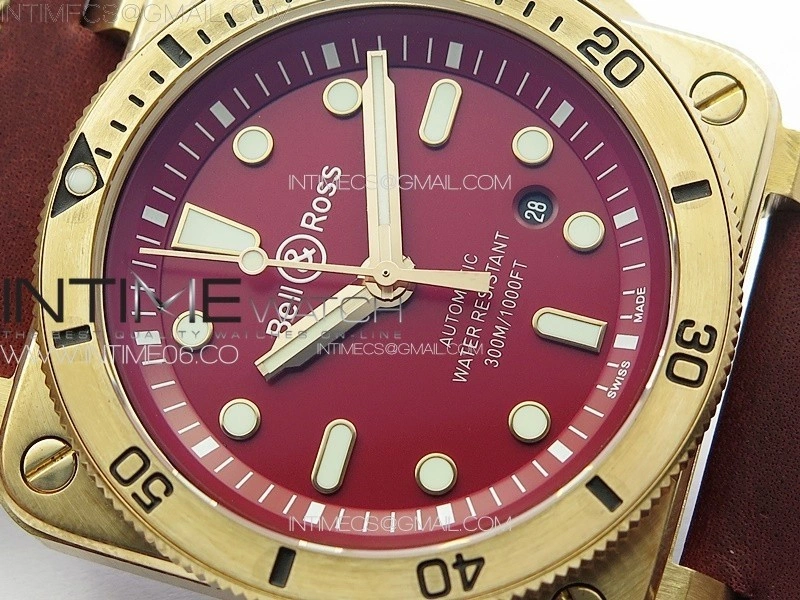 BR 03-92 Diver Bronze B12 1:1 Best Edition Red Dial on Red Leather Strap MIYOTA 9015