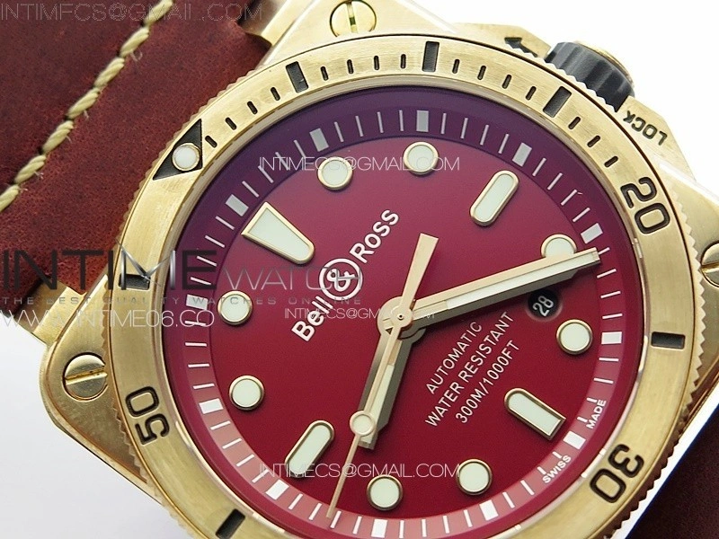 BR 03-92 Diver Bronze B12 1:1 Best Edition Red Dial on Red Leather Strap MIYOTA 9015