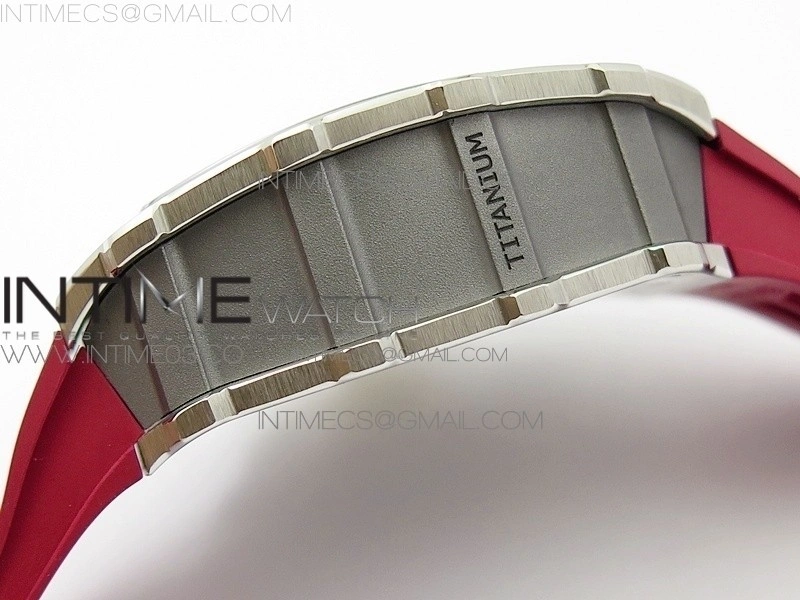 RM11-03 SS KVF 1:1 Best Edition Crystal Skeleton Dial on Red Racing Rubber Strap A7750