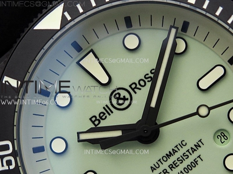 Instruments BR03A-D Ceramic M+F 1:1 Best Edition Green Lumed Dial on Rubber Strap MIYOTA 9015 V3