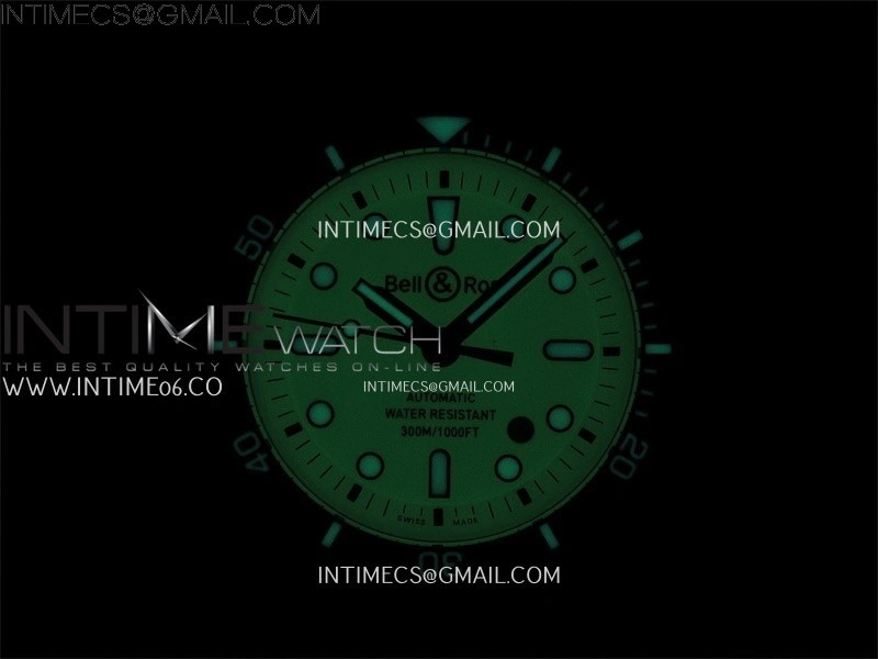 Instruments BR03A-D Ceramic M+F 1:1 Best Edition Green Lumed Dial on Rubber Strap MIYOTA 9015 V3