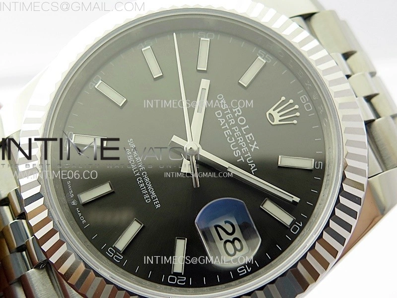 DateJust 41mm 126334 904 SS ARF 1:1 Best Edition Rhodium Dial Sticks Markers on Jubilee Bracelet SH3235
