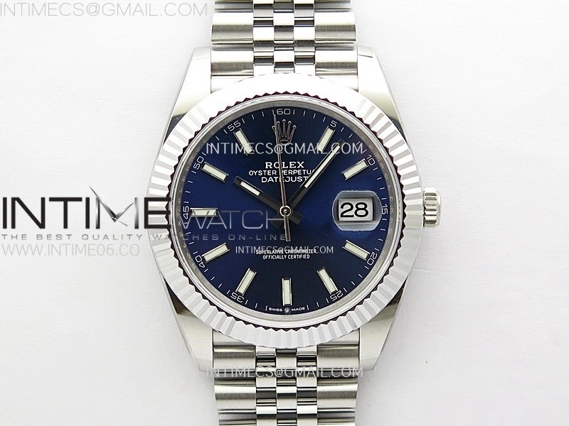 DateJust 41mm 126334 904 SS AR+F V2 1:1 Best Edition Blue Dial Sticks Markers on Jubilee Bracelet DD3235