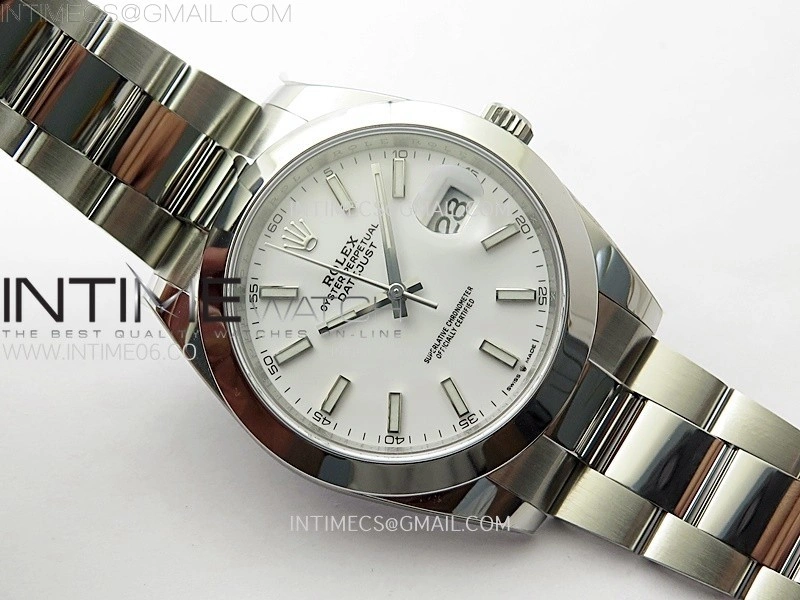DateJust 41mm 126300 904 SS AR+F V2 1:1 Best Edition White Dial Sticks Markers on Oyster Bracelet DD3235