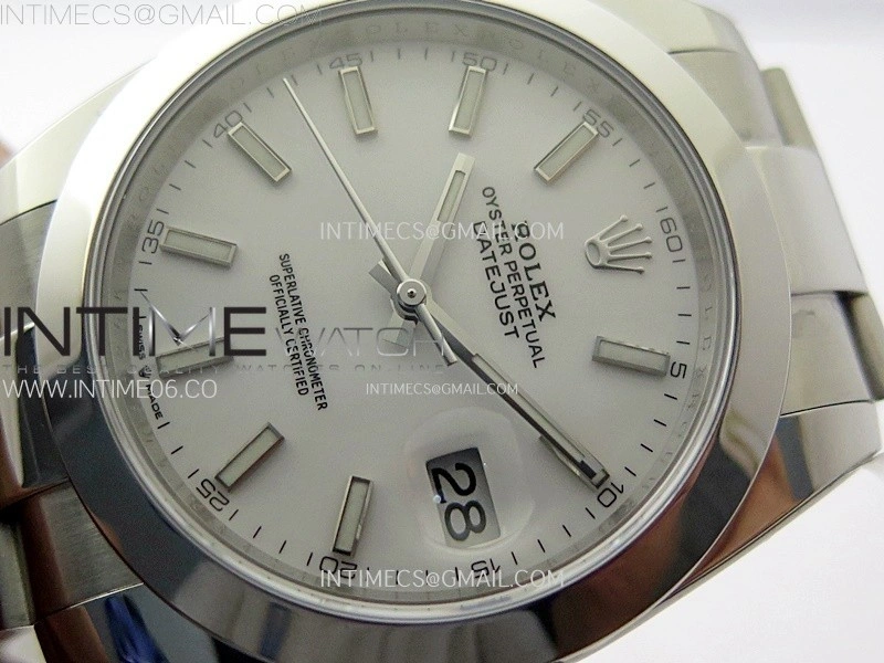 DateJust 41mm 126300 904 SS AR+F V2 1:1 Best Edition White Dial Sticks Markers on Oyster Bracelet DD3235