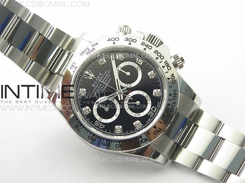Daytona 116509 904 SS BTF 1:1 Best Edition Black Dial Crystals Markers On 904L SS Bracelet SA4130