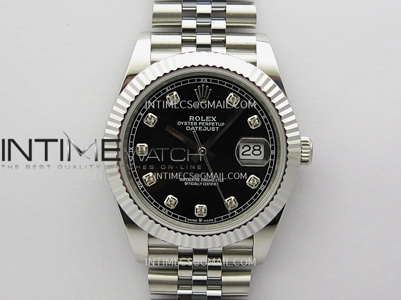 DateJust 41mm 126334 904 SS QF V2 1:1 Best Edition Black Dial Diamond Marker On Jubilee Bracelet SH3235