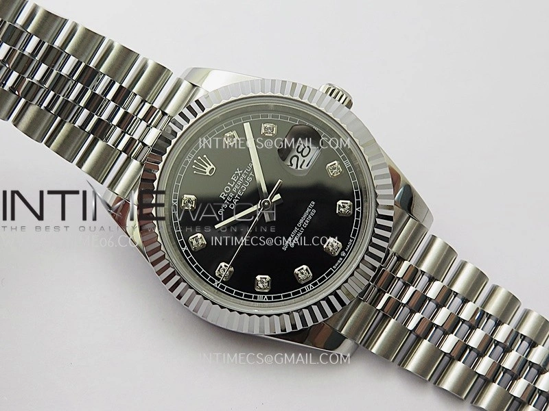 DateJust 41mm 126334 904 SS QF V2 1:1 Best Edition Black Dial Diamond Marker On Jubilee Bracelet SH3235