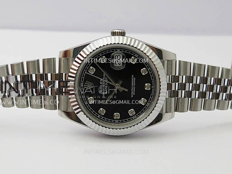 DateJust 41mm 126334 904 SS QF V2 1:1 Best Edition Black Dial Diamond Marker On Jubilee Bracelet SH3235