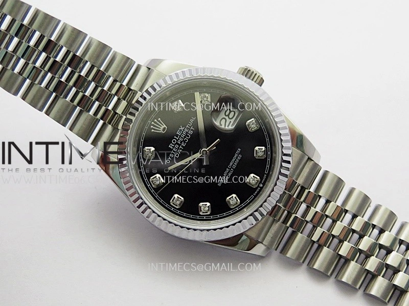 DateJust 36mm 126234 904 SS V2 QF 1:1 Best Edition Black Dial Diamond Marker On Jubilee Bracelet SH3235