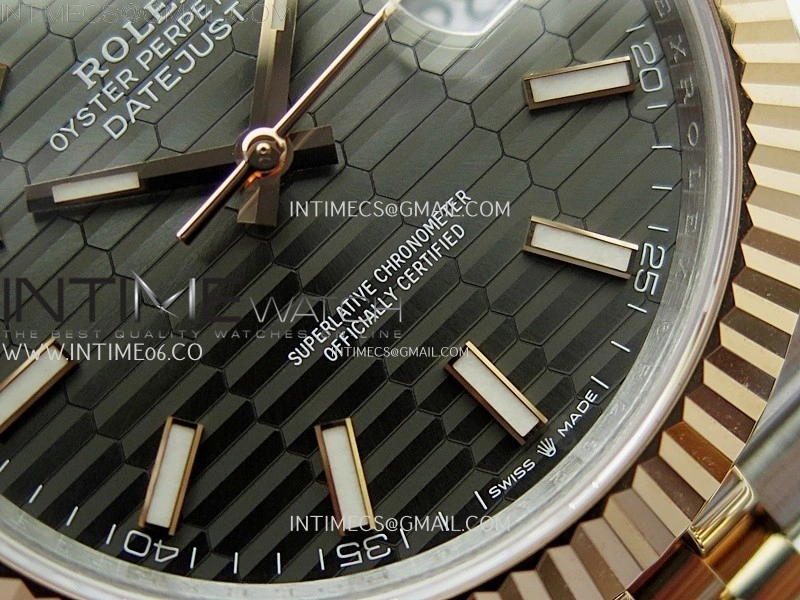 DateJust 41mm 126331 904 SS RG AR+F 1:1 Fluted Gray Dial Stick Markers On SS RG Jubilee Bracelet DD3235 V2