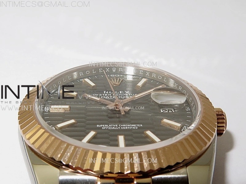 DateJust 41mm 126331 904 SS RG AR+F 1:1 Fluted Gray Dial Stick Markers On SS RG Jubilee Bracelet DD3235 V2